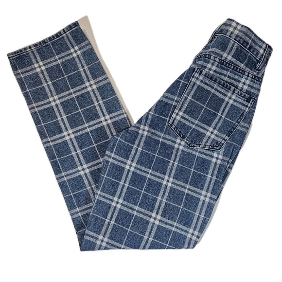 PACSUN Dad Jeans Womens 25 Blue White Stripe Denim High Waist Straight Leg Pants - Picture 12 of 14